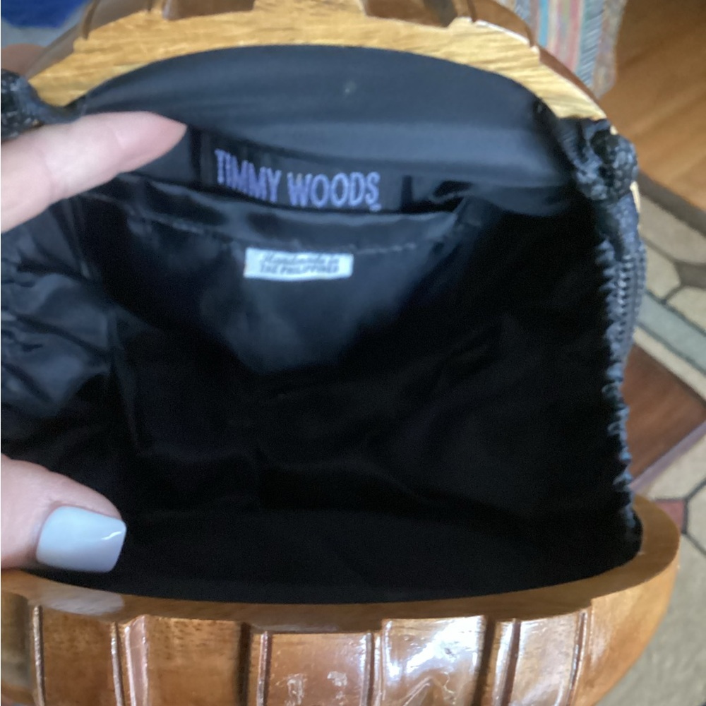 Rare Timmy Woods Elephant Acadia Wood Purse